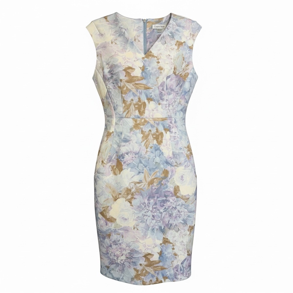 Calvin Klein Lavender Floral Sheath Midi Dress
